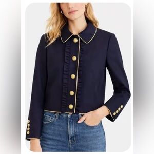 DONATED J. Crew Navy Ruffle-Trim Jacket